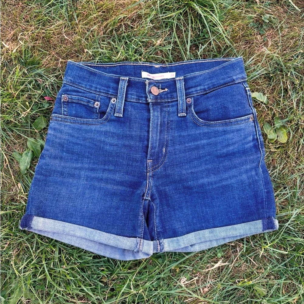 Levi’s Denim Dark Blue Jean Shorts “Mid Length Shorts”
